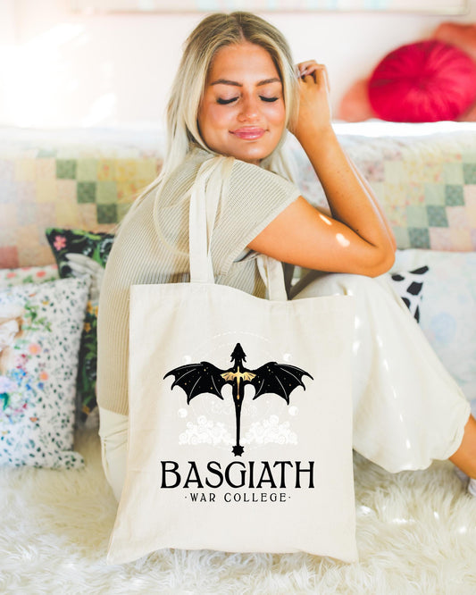 Basgiath War College Tote Bag | Fourth Wing Merch | Dragon Rider Bookish Gift | Fantasy Reader Canvas Tote | BookTok Tote Bag