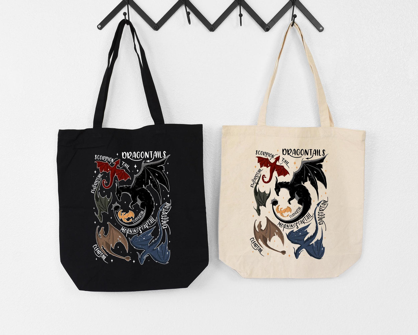 Dragontails Fourth Wing Canvas Tote Bag β Fantasy Book Lover Tote, Librarian Teacher Gift, Dragon Rider Reading Aesthetic