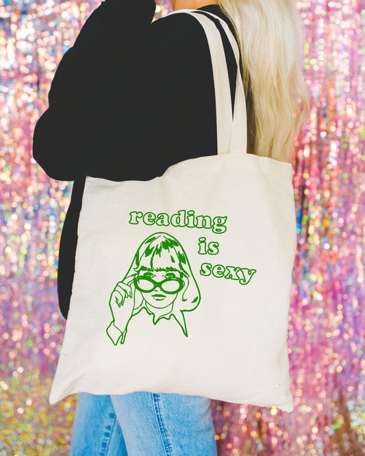 Reading is Sexy Tote Bag | Smut Reader Gift | Kindle Girl Bookish Tote | Spicy Romance Tote | Booktok Merch Bag