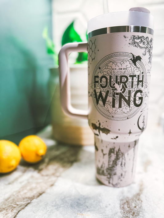 Fourth Wing Inspired Engraved Tumbler Dragon Rider Stainless Steel Cup Fantasy Book Lover Gift Bookish Travel Mug Reader Drinkware