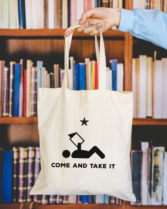 Come and Take it banned books tote bag for book lovers
