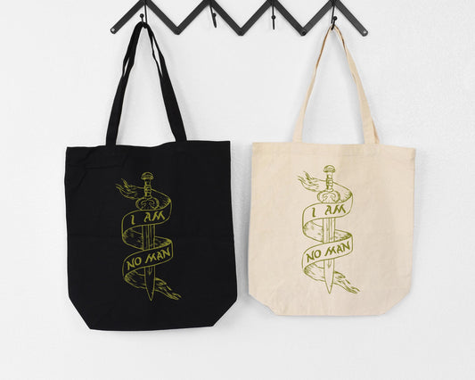I Am No Man Tote Bag | LOTR Inspired Tote | Book Lover Gift | Fantasy Feminist Canvas Bag | Book Lover Tote