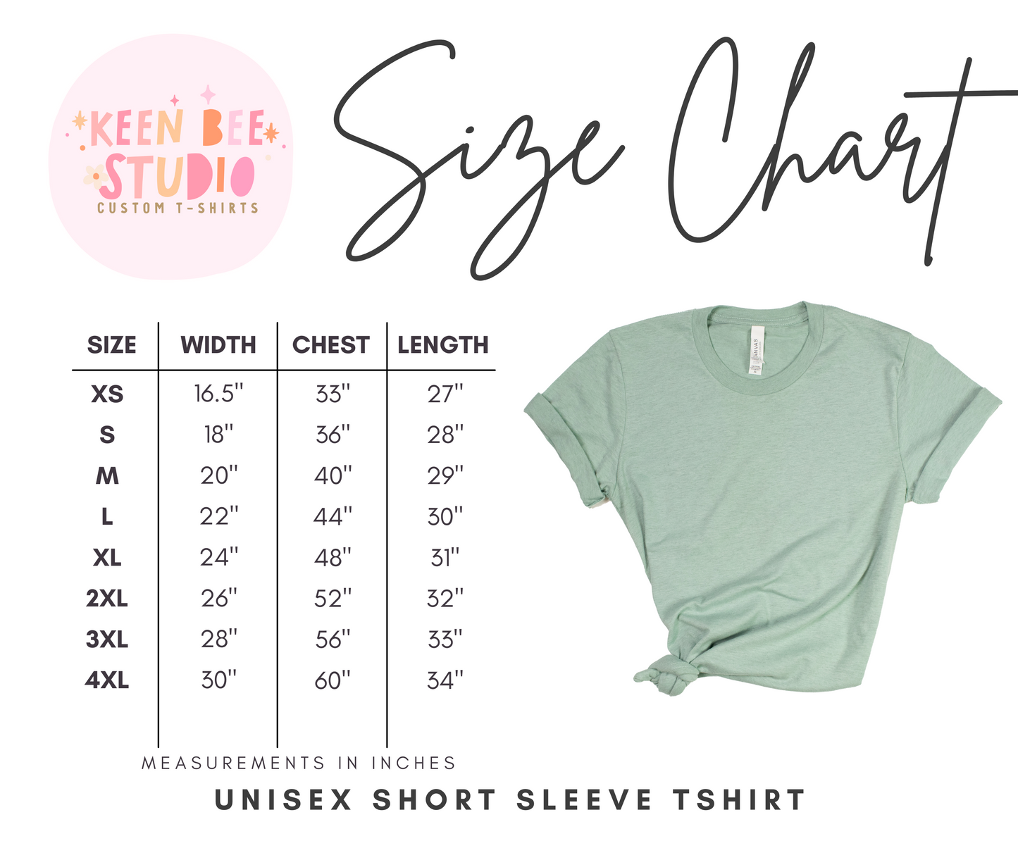 the size chart for a women's short sleeve t - shirt