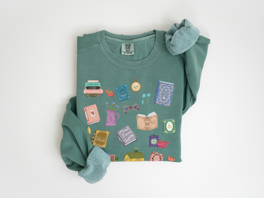 Cozy Reading at Home Unisex Pigment Dyed Librarian Sweatshirt