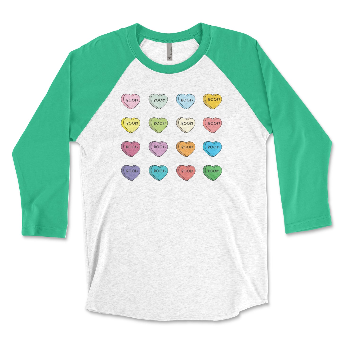 Valentine's Day Custom Candy Hearts 3/4 Sleeve Raglan T-shirt