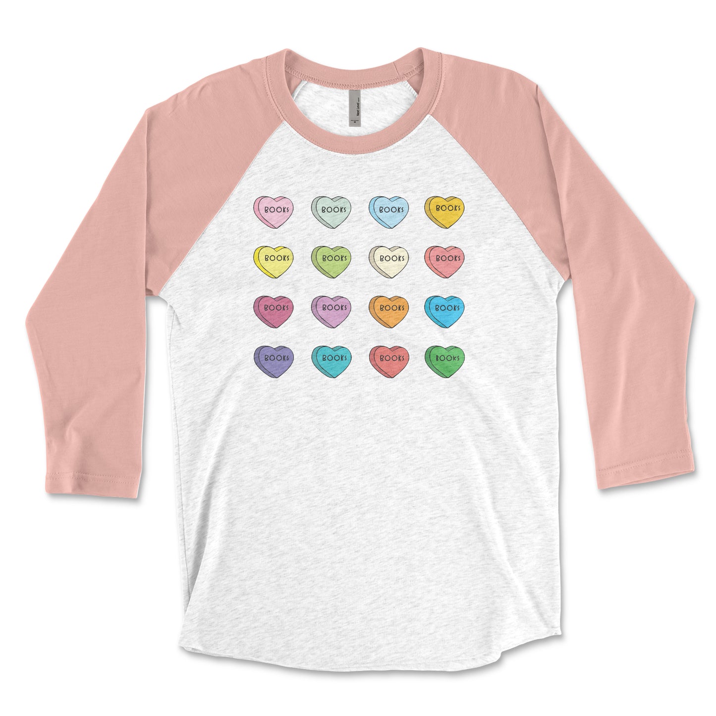 Valentine's Day Custom Candy Hearts 3/4 Sleeve Raglan T-shirt