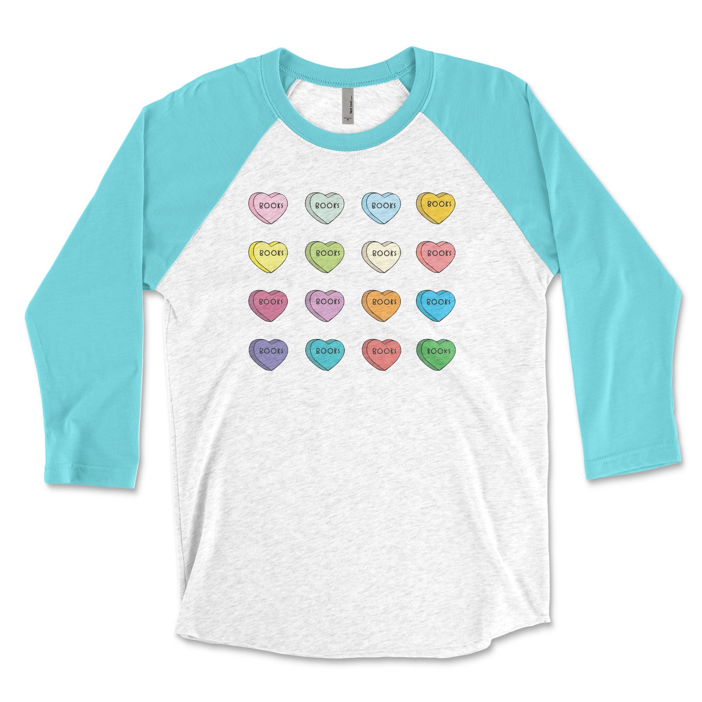 Valentine's Day Custom Candy Hearts 3/4 Sleeve Raglan T-shirt