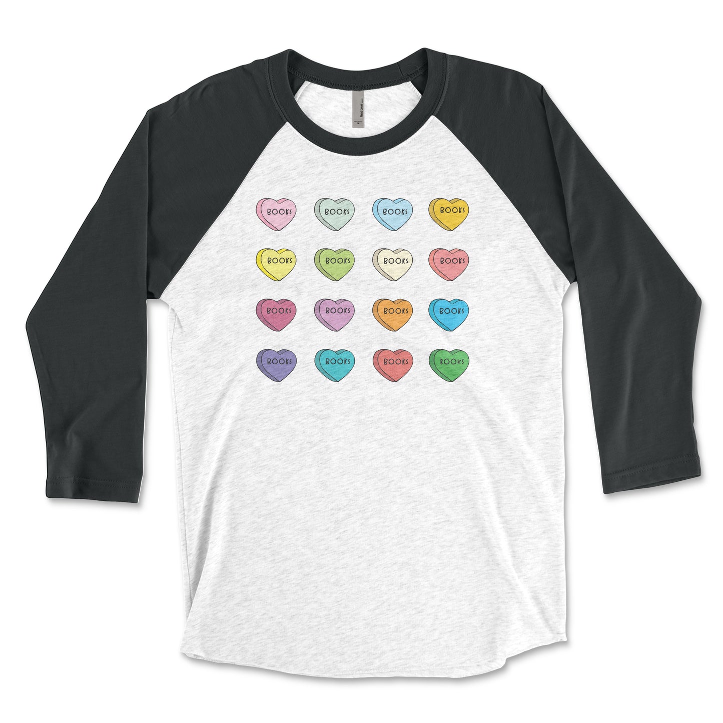 Valentine's Day Custom Candy Hearts 3/4 Sleeve Raglan T-shirt