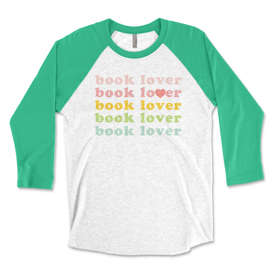 Retro Book Lover Librarian Tshirt: Vintage-inspired 3/4 Sleeve Raglan