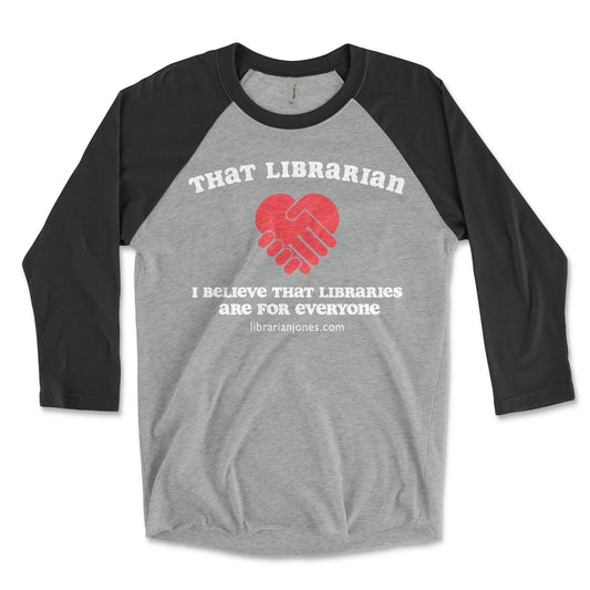 That Librarian Red Heart 3/4 Sleeve Raglan T-shirt