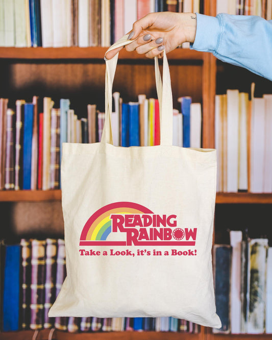 Reading Rainbow Tote Bag Teacher Gift Book Bag Library Tote Book Lover Gift 80s 90s Nostalgia LeVar Burton Canvas Tote Bag Teacher Appreciation Gift