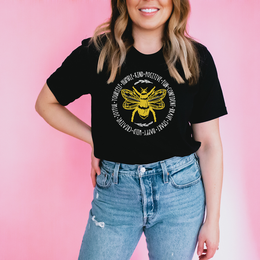 Bee Humble & Kind Kindness Cute Teacher Shirt - Black
