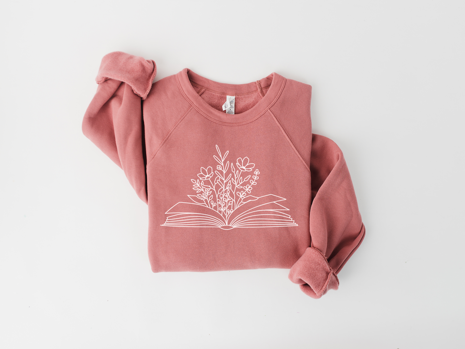 Cozy Reading Sweatshirt - Wildflowers and Books - Heather Mauve