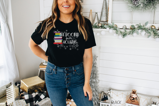 All Booked for the Holidays Christmas Holiday Librarian T-Shirt