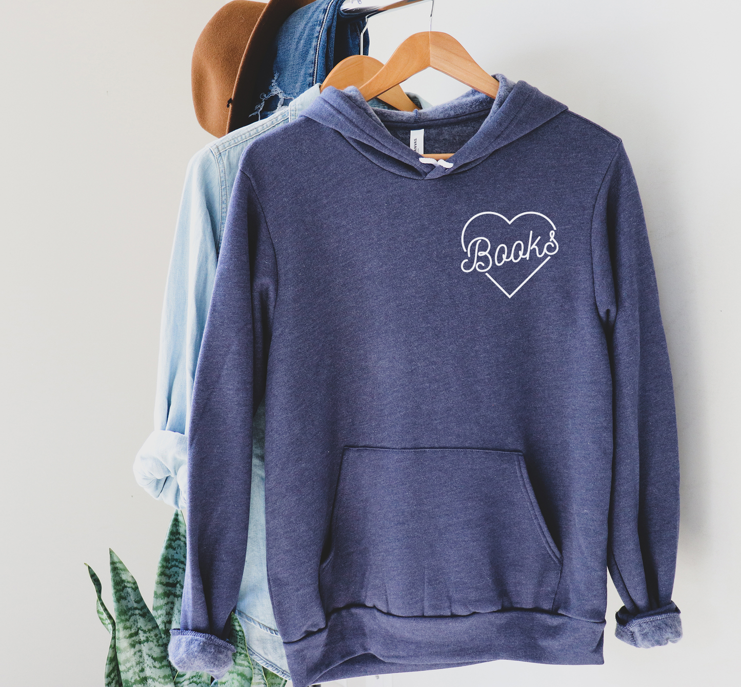 Books in My Heart Librarian Reading Sweatshirt - Heather Navy
