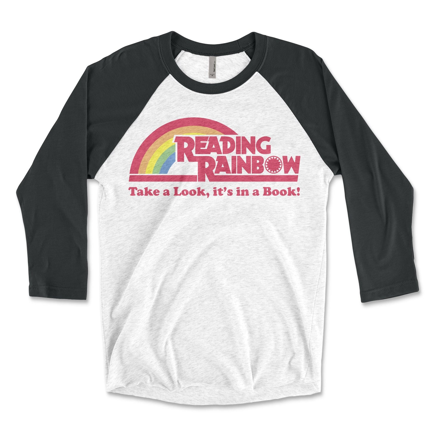 Reading Rainbow Raglan Tee: Vintage Librarian Book Lover Shirt
