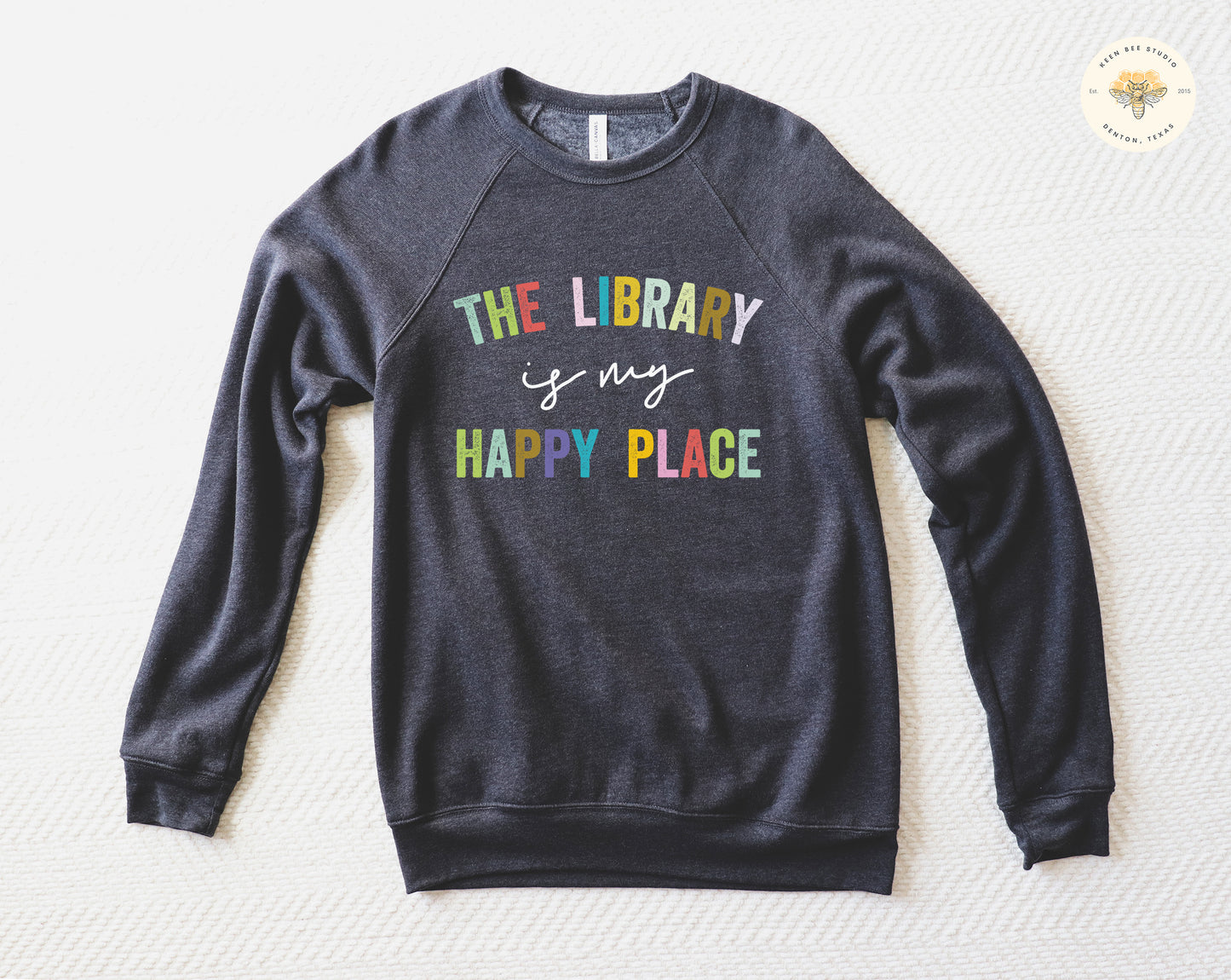 Library is My Happy Place - Librarian Sweatshirt - Heather Navy