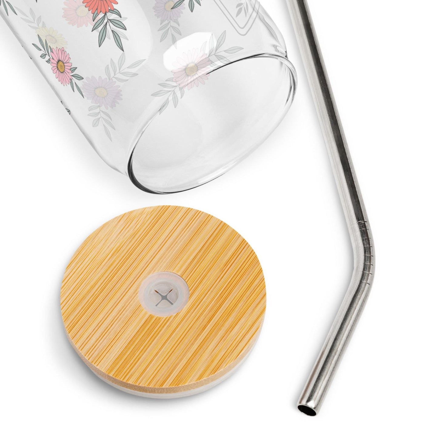 Reader Tarot Glass: Can Shape with Daisies (16oz)