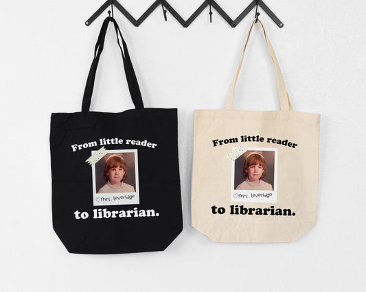 Custom Photo Librarian Canvas Tote Bag in Natural
