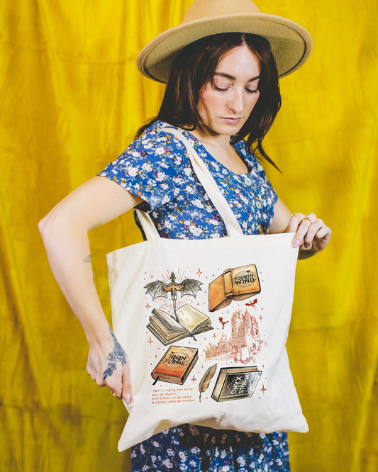 Fourth Wing Inspired Book Covers Canvas Tote Bag