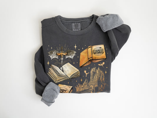 Fourth Wing Book Covers Unisex garment-dyed sweatshirt