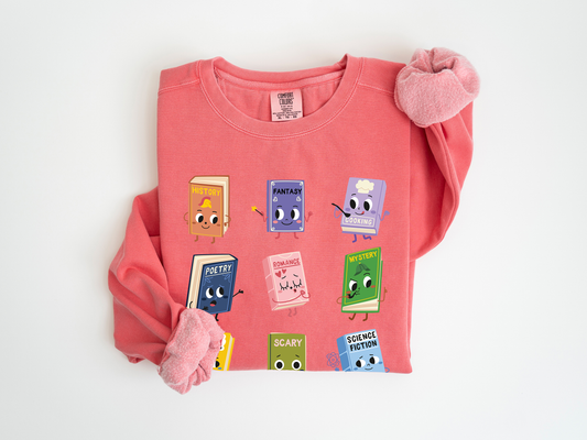 Book Genres Unisex Pigment-Dyed Heavyweight Sweatshirt