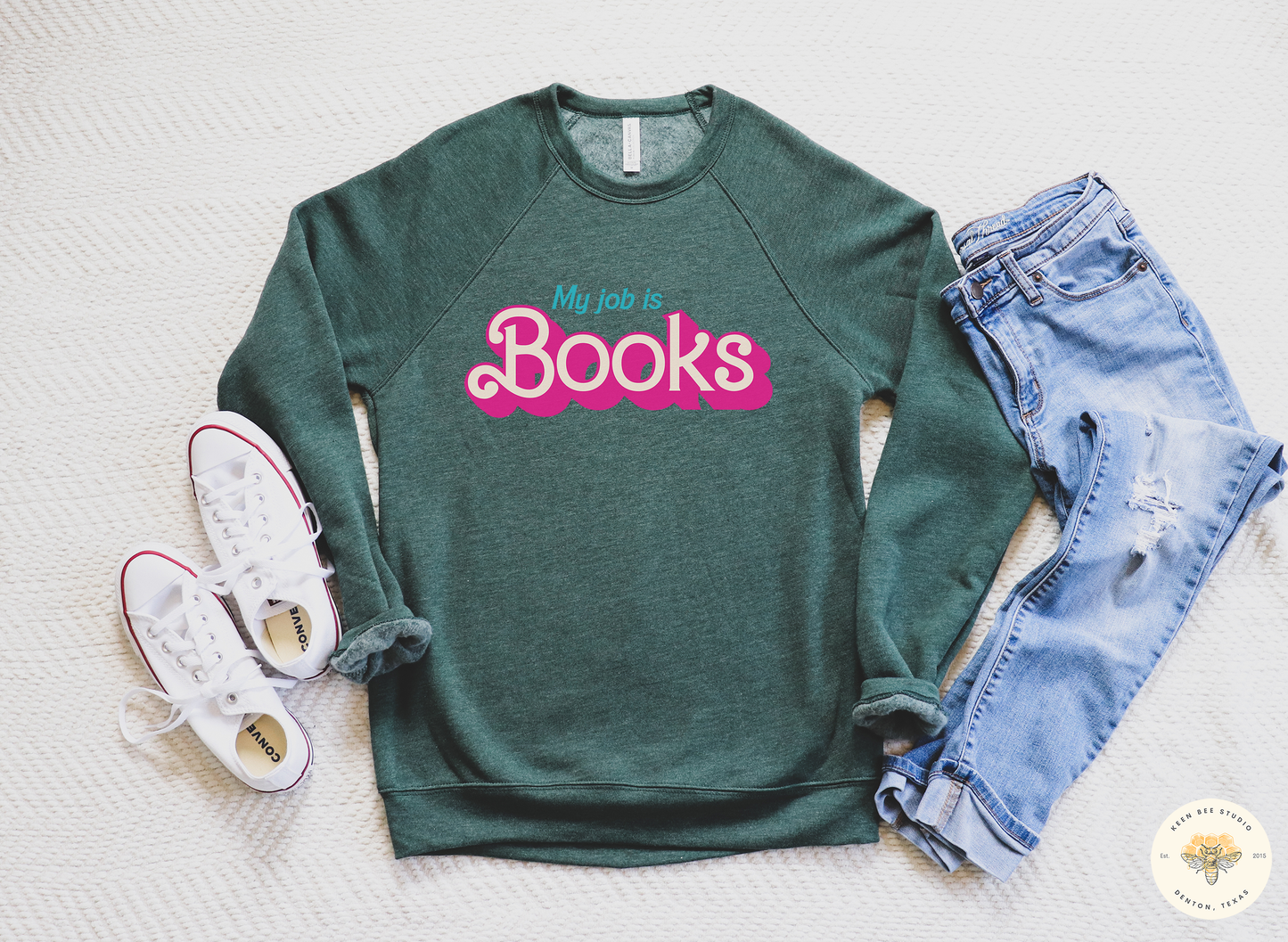 My Job is Books Classic Pink Doll Sweatshirt