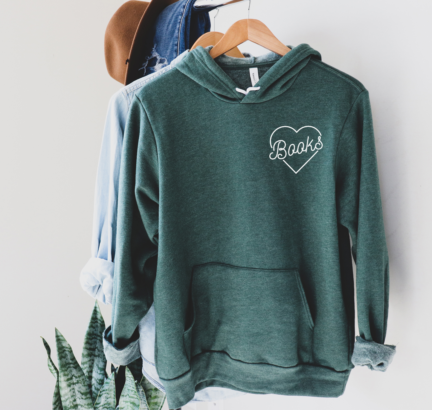 Books in My Heart Librarian Reading Sweatshirt - Heather Forest