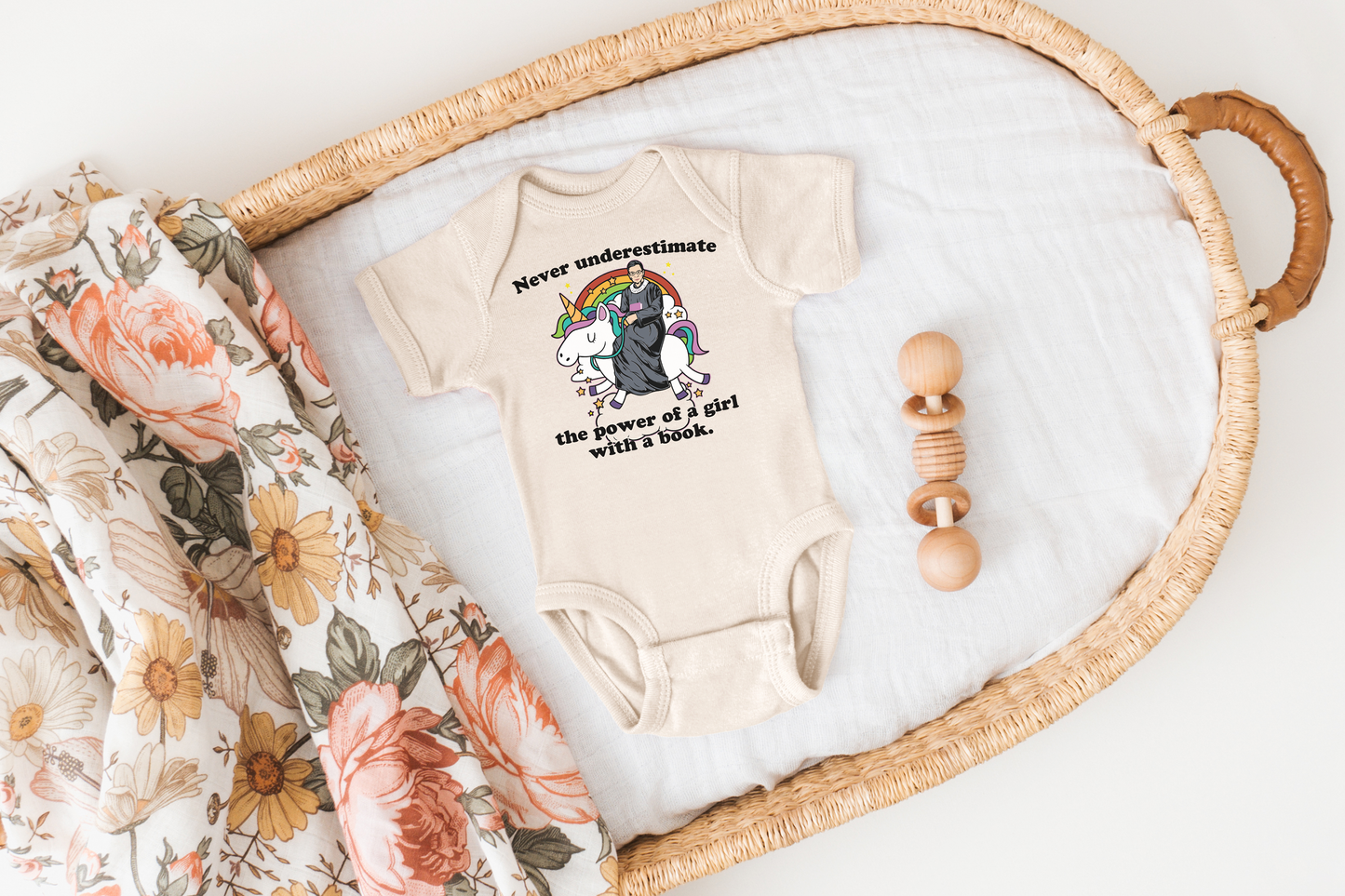 RGB Riding a Unicorn Book Quote Nerdy Baby Onesie©