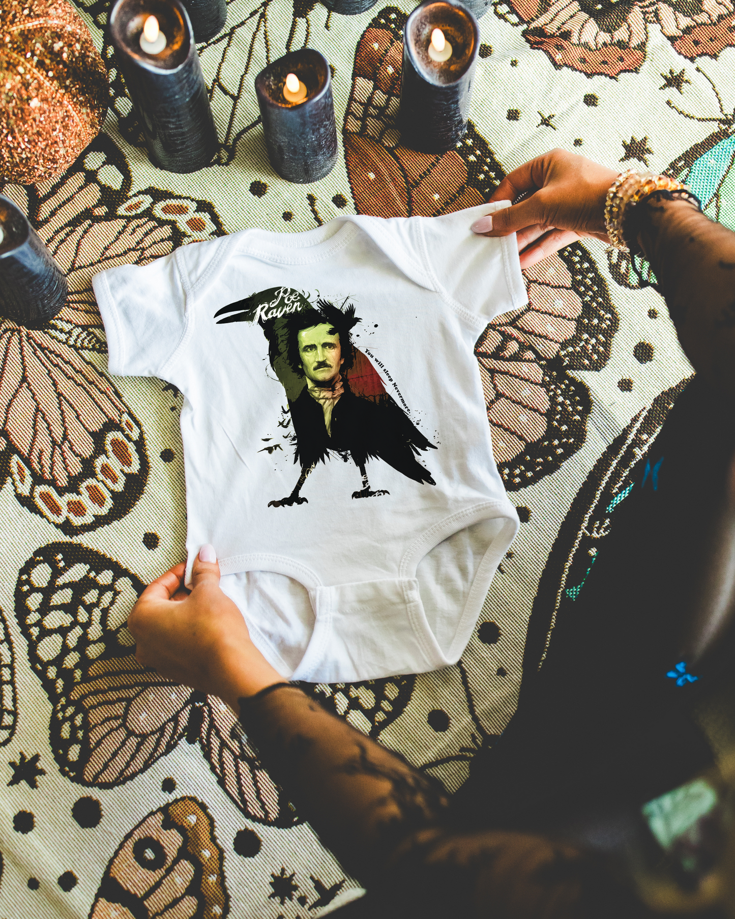 Poe's Raven You Will Sleep Nevermore Halloween Baby Onesie©