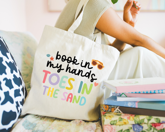 Book in My Hands Toes in the Sand Tote Bag