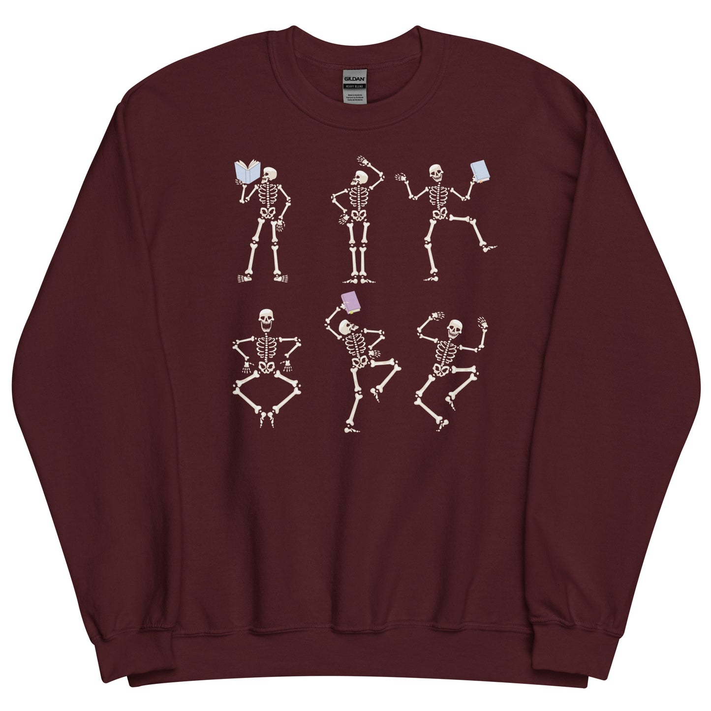 Dancing Skeletons Reading Books Comfy Unisex Sweatshirt