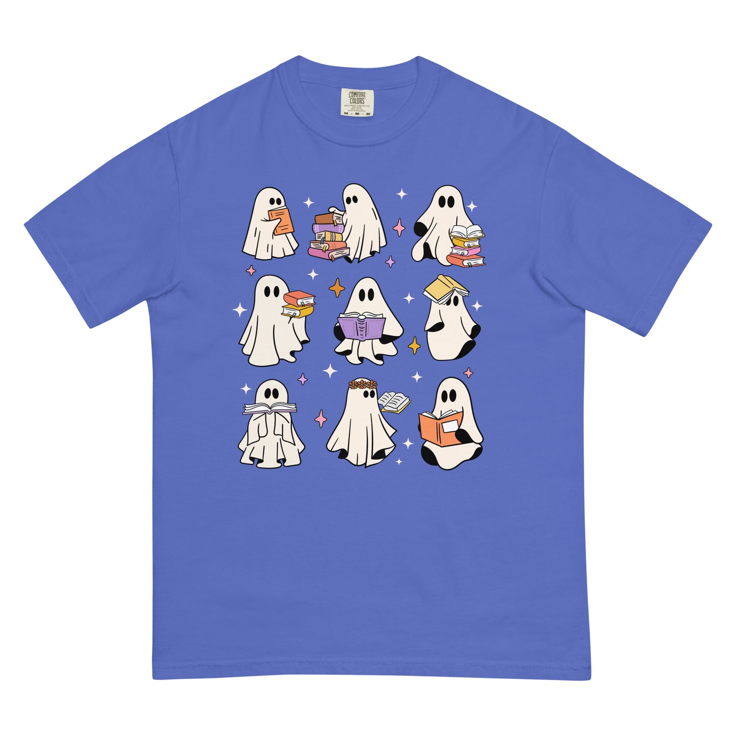 Spooky Ghosts Reading Unisex Garment Dyed Heavyweight T-shirt