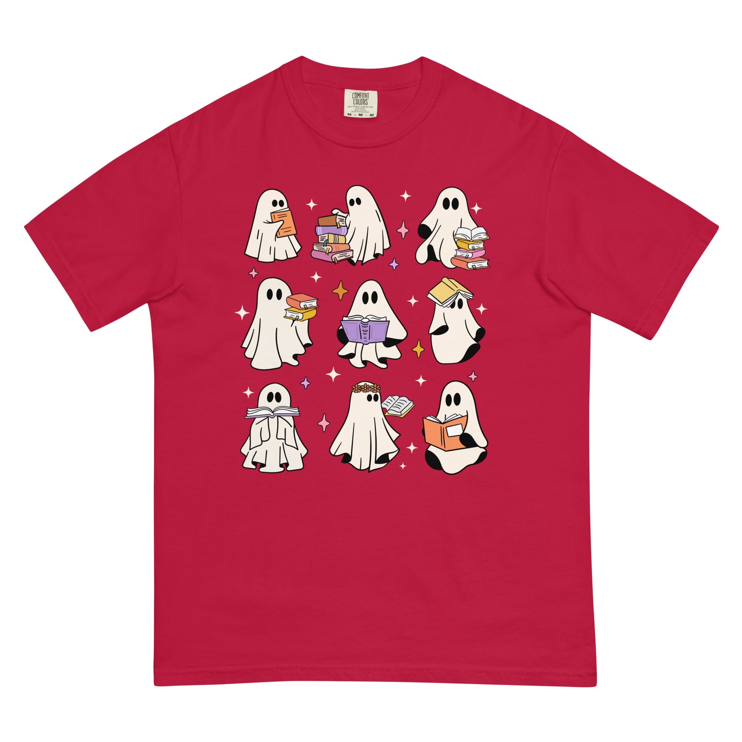 Spooky Ghosts Reading Unisex Garment Dyed Heavyweight T-shirt
