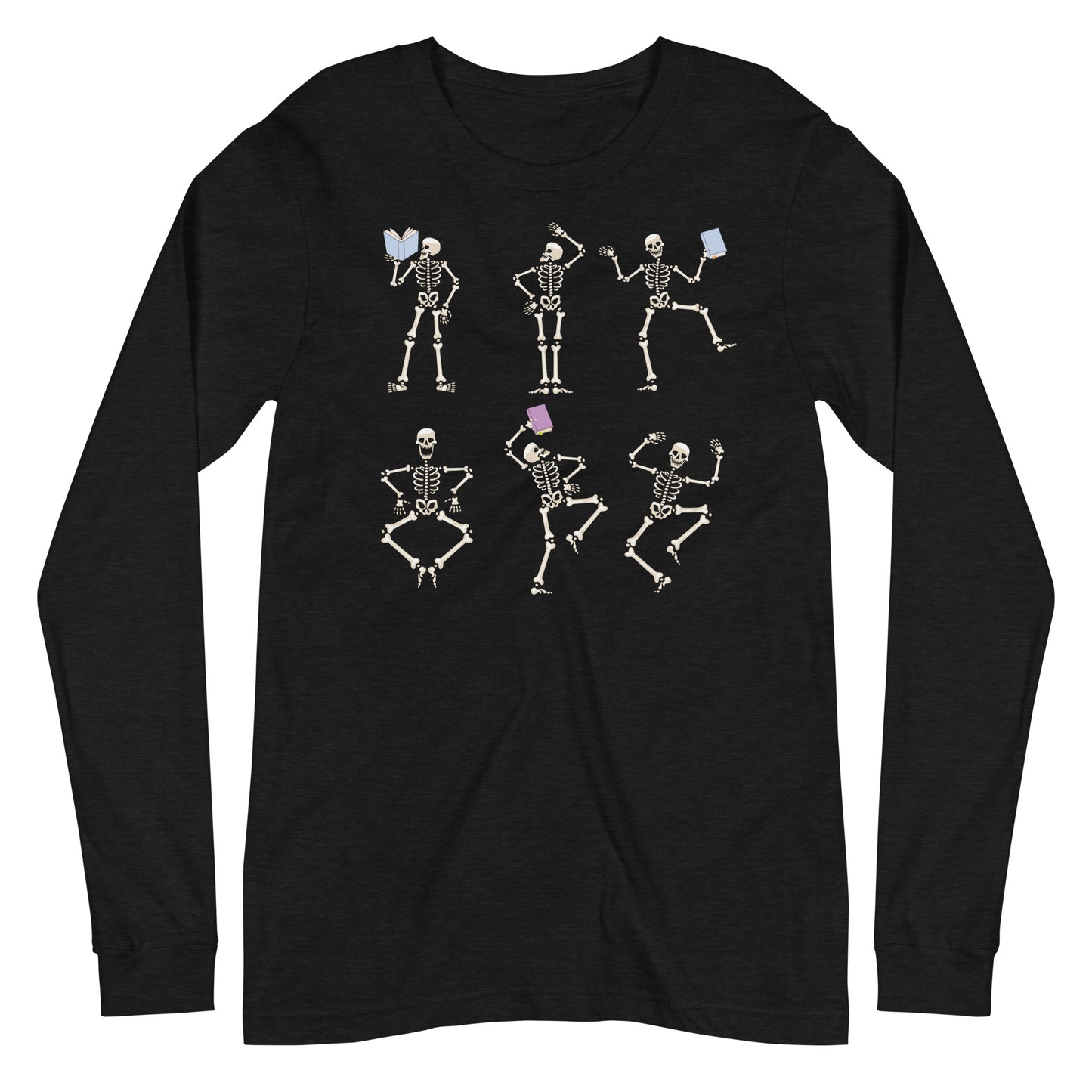 Dancing Skeletons With Books Halloween Librarian Unisex Long Sleeve Tee