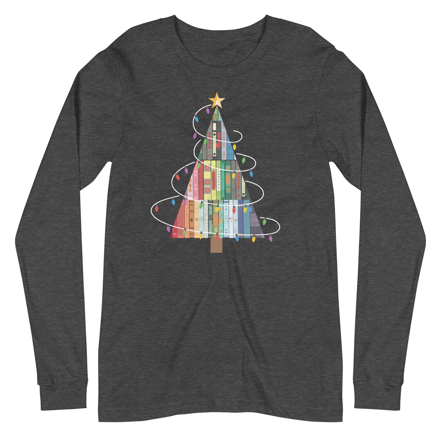 Christmas Holiday Book Tree Librarian Long Sleeve Tshirt