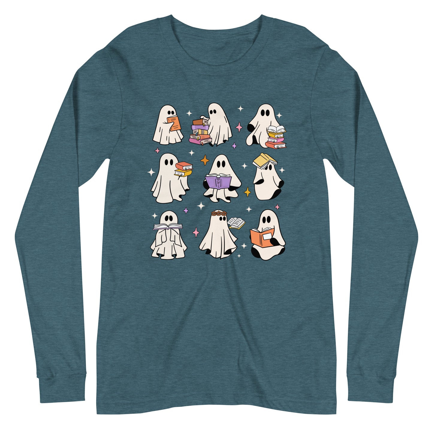 Ghosts Reading Boooks Halloween Long Sleeve Tshirt
