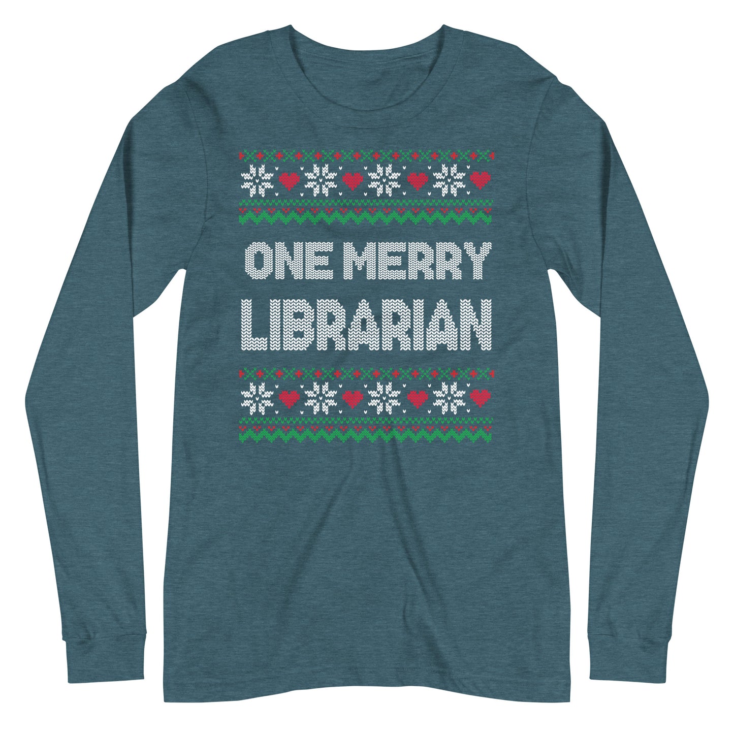 One Merry Librarian Ugly Sweater Long Sleeve Tshirt