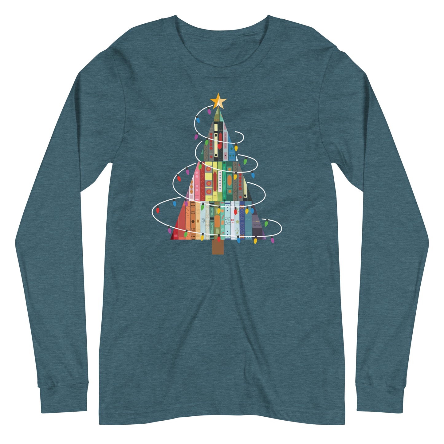 Christmas Holiday Book Tree Librarian Long Sleeve Tshirt
