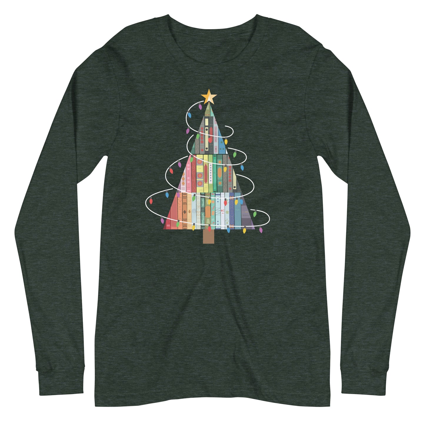 Christmas Holiday Book Tree Librarian Long Sleeve Tshirt