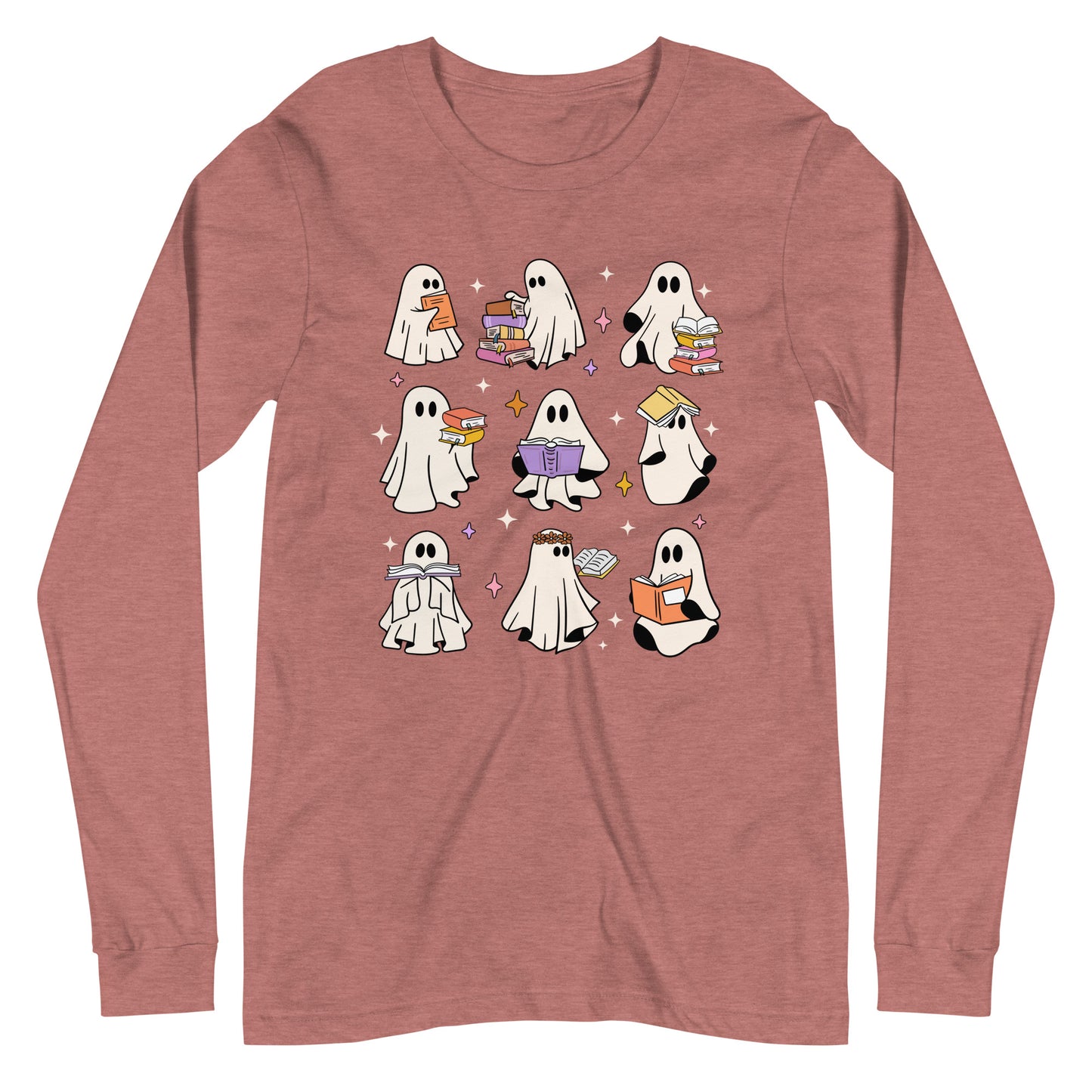 Ghosts Reading Boooks Halloween Long Sleeve Tshirt