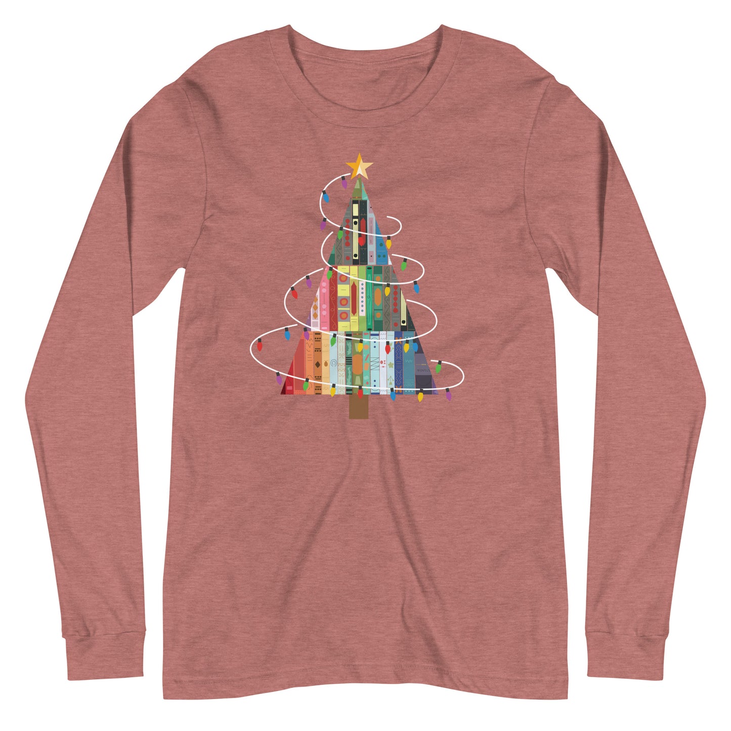 Christmas Holiday Book Tree Librarian Long Sleeve Tshirt