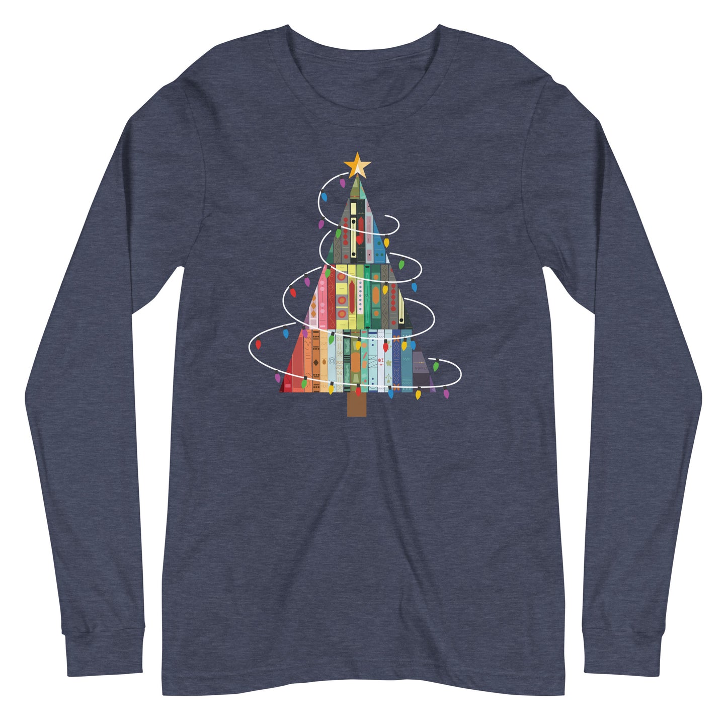 Christmas Holiday Book Tree Librarian Long Sleeve Tshirt