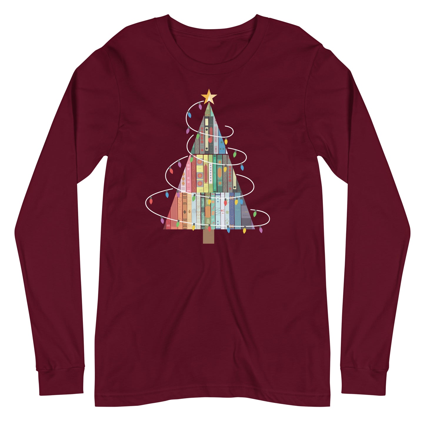 Christmas Holiday Book Tree Librarian Long Sleeve Tshirt