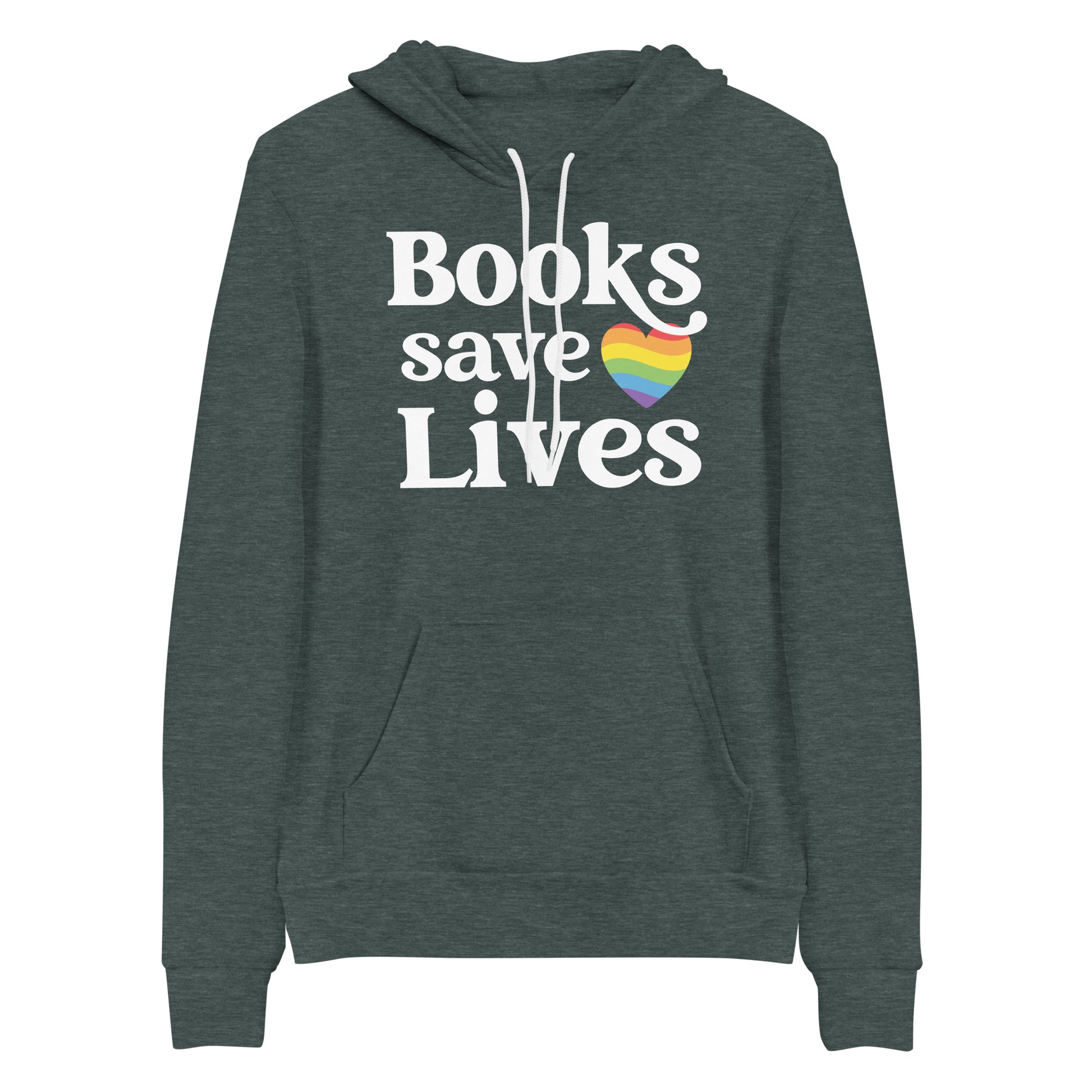 Books Save Lives Rainbow Heart Unisex Hoodie Sweatshirt