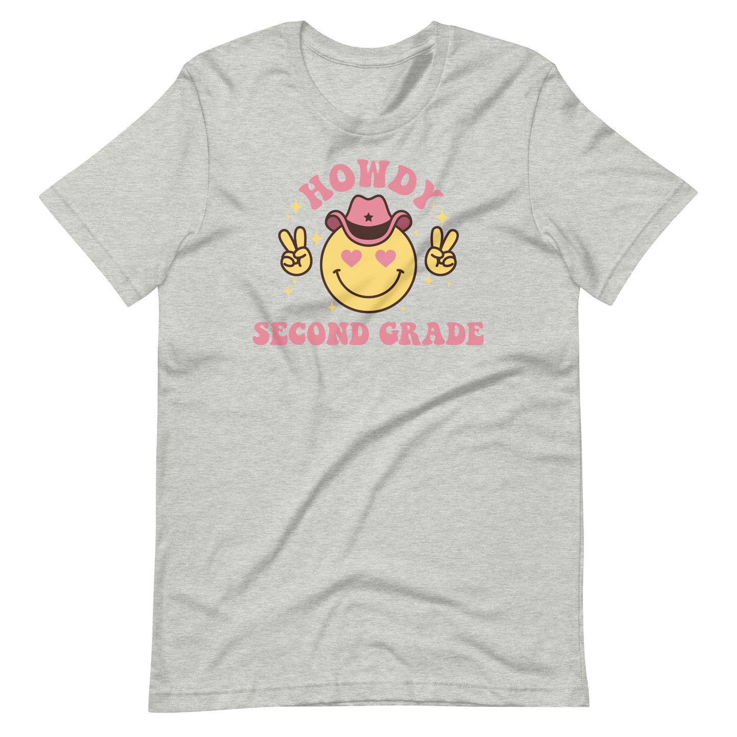Second Grade Teacher Shirt Smile Howdy Pink Cowboy Design