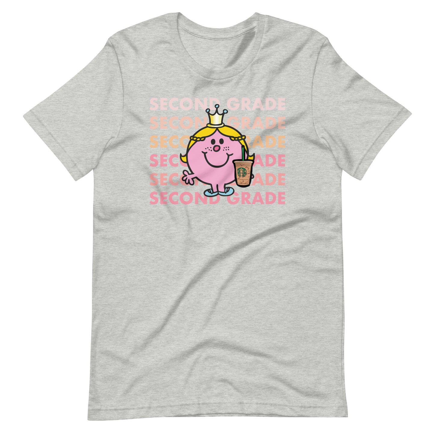 Little Miss Second Grade with Her Iced Coffee Teacher Short Sleeve T-shirt