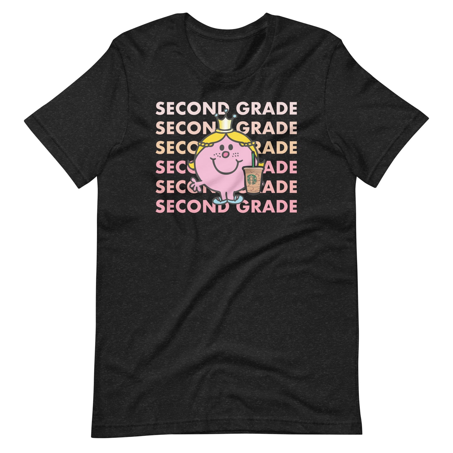 Little Miss Second Grade with Her Iced Coffee Teacher Short Sleeve T-shirt