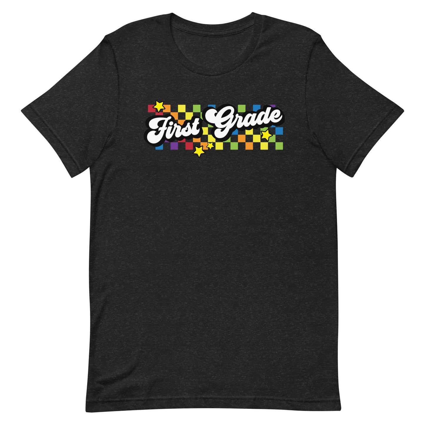 First Grade Rainbow Squares Teacher Short Sleeve T-shirt