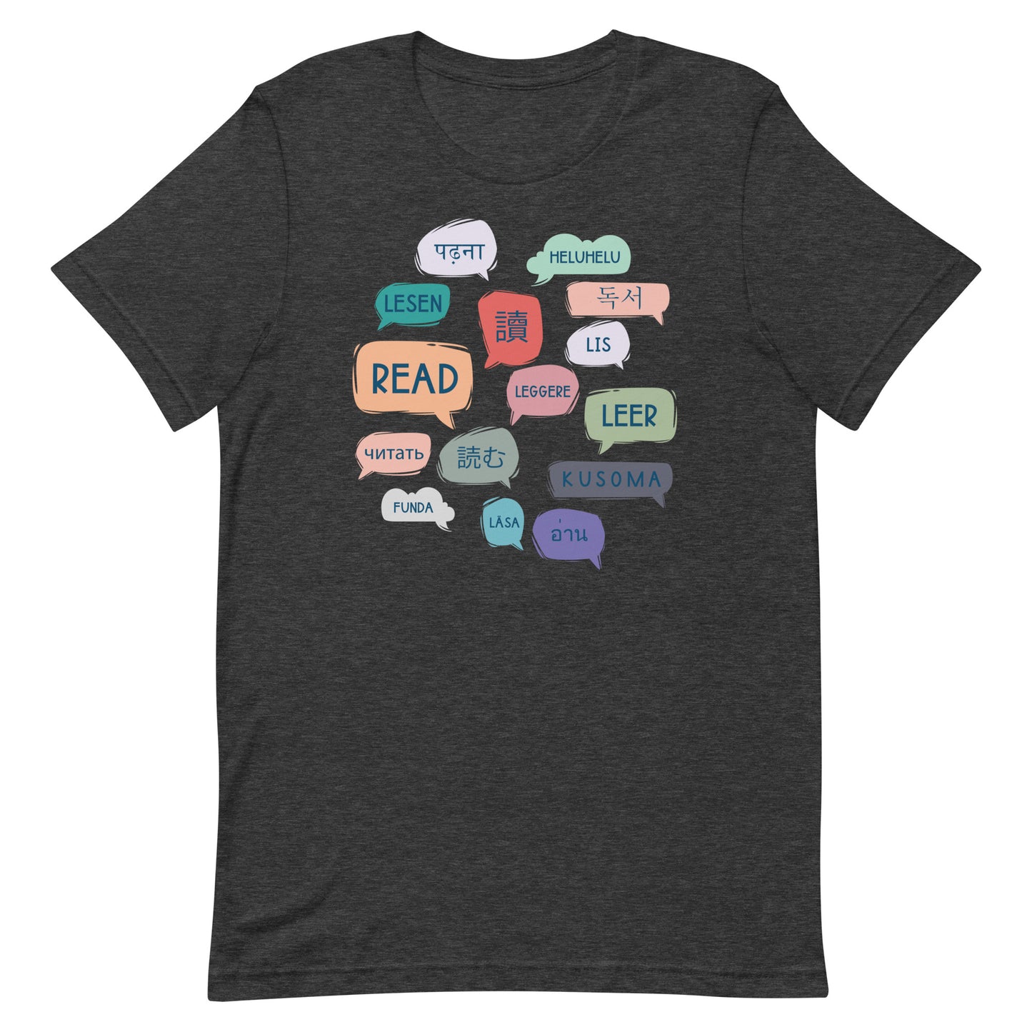 Dark Grey Read Languages Librarian T-shirt